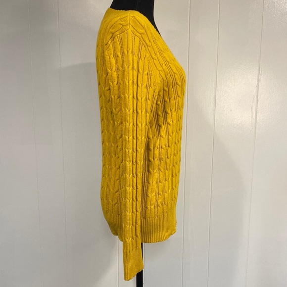 St. John's Bay Sweater V-Neck Cable Knit Gold Mustard Yellow Size Large - Picture 5 of 10